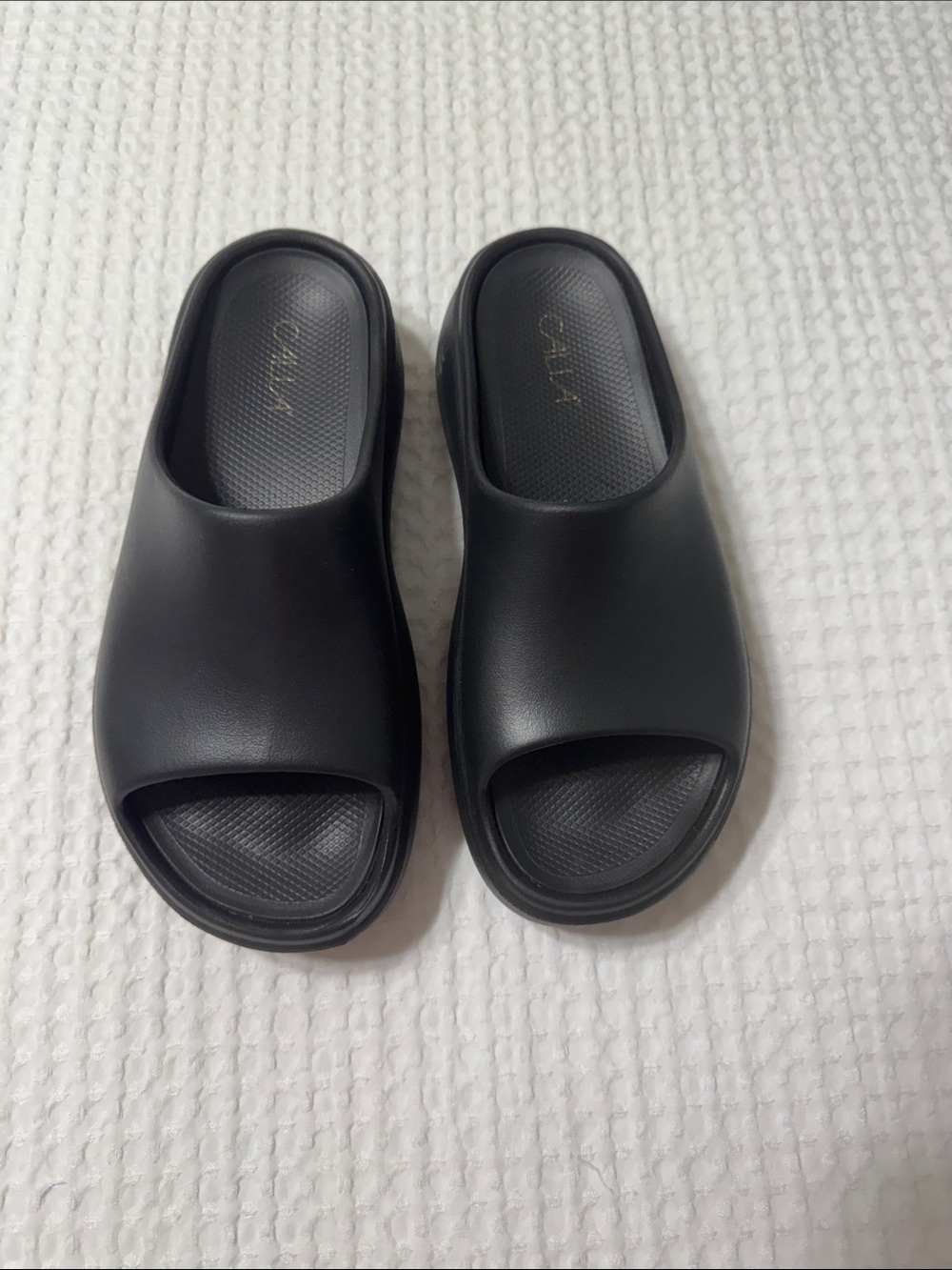 Calia Black Slide Sandals for Women - Comfort Footbed